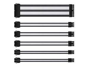 Vicabo QH-LU-025 11.81 in. Braided ATX Sleeved Cable Extension Power Supply Cable Kit PSU Connectors, 24 Pin ATX, 4+4 Pin EPS, 8-pin PCI-E, 6-pin PCI-E with Combs (Black & White) Vicabo QH-LU-025 11.81 in. Braided ATX Sleeved Cable Extension Power Supply Cable Kit PSU Connectors, 24 Pin ATX, 4+4 Pin EPS, 8-pin PCI-E, 6-pin PCI-E with Combs (Black & White)