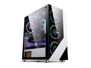 Vicabo Alpha COC03 ATX Full Tower Gaming PC Computer Case with Tempered Glass Side Panel, Top Dust Filter, ATX/M-ATX/ITX/E-ATX Support, White Desktop Case Vicabo Alpha COC03 ATX Full Tower Gaming PC Computer Case with Tempered Glass Side Panel, Top Dust Filter, ATX/M-ATX/ITX/E-ATX Support, White Desktop Case