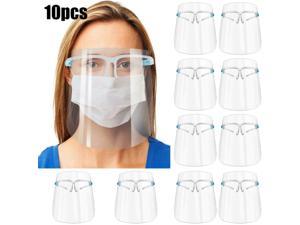 10PCS Anti-fog Reusable Face Shields with Glasses Frame Set for Men and Women to Protect Eyes and Face