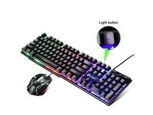 Gaming Keyboard and Mouse Combo,LED Rainbow Backlit USB Wired Computer Keyboard 104 Key,Spill-Resistant Design,Ergonomic Wrist Rest Keyboard Mouse Set for Windows PC Gamer. Black Gaming Keyboard and Mouse Combo,LED Rainbow Backlit USB Wired Computer Keyboard 104 Key,Spill-Resistant Design,Ergonomic Wrist Rest Keyboard Mouse Set for Windows PC Gamer. Black