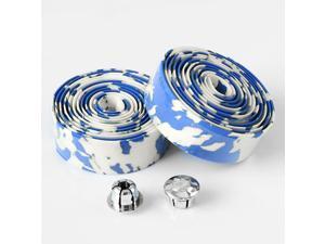 2 Rolls Bicycle Handlebar Tapes White & Blue Camouflage Bike Bar Tape Road Bike Handlebar Tape Cycling Handle Wraps with Bar End Plugs 2 Rolls Bicycle Handlebar Tapes White & Blue Camouflage Bike Bar Tape Road Bike Handlebar Tape Cycling Handle Wraps with Bar End Plugs