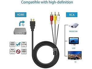 HDMI to RCA Cable 5ft/1.5m HDMI Male to 3 RCA Video Audio AV Component Converter Adapter Cable for TV HDTV DVD 1080P, NOT Compatible with PC / laptop / PS4/ PS3/ XBOX / DVD / ROKU
