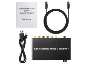 5.1CH Digital Audio Converter, Digital Optical Audio Converter with Decoder Decoding SPDIF Input to 5.1CH Digital Audio Converter Support Dolby AC-3 DTS 5.1 2.0CH for Blu-ray DVD,Xbox 360,PS4