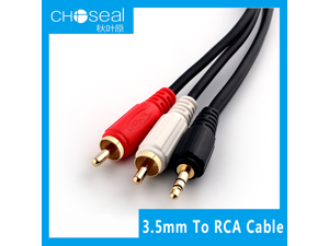 Choseal 3.5mm to 2 male RCA audio cable 3.5 stereo to 2RCA adapter for phone headphone speaker black 3.5 5ft/1.8M