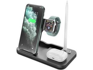 4 in 1 Wireless Charger Station Rome Care 2020 Upgraded QiCertified Fast Charging Stand Compatible with AirpodsAirpods ProApple PencilApple WatchiPhone121111proXXS8SamsungHuaweiBlack