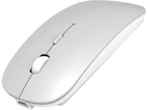 2.4GHz Wireless Bluetooth Mouse, 3 Adjustable DPI, Dual Mode Slim Rechargeable Wireless Mouse Silent USB Mice,Compatible for Laptop Windows Mac Android MAC PC Computer (Silver) 2.4GHz Wireless Bluetooth Mouse, 3 Adjustable DPI, Dual Mode Slim Rechargeable Wireless Mouse Silent USB Mice,Compatible for Laptop Windows Mac Android MAC PC Computer (Silver)