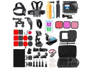 Compatible with The Yuntab W9 Action Camera Navitech 8 in 1 Action Camera Accessory Combo Kit with Red Case
