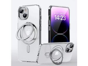 Magnetic Clear for iPhone Case with Invisible Stand Compatible with MagSafe Non Yellowing Shockproof Protective Slim Ring Holder for Women Men Phone Case iPhone 12 Pro Max White