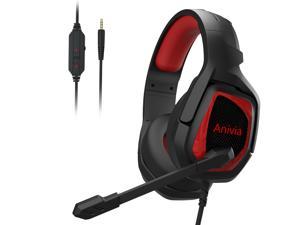 PS4 Gaming Headset, Headset for Xbox One,Anivia PC Headphone with Noise Canceling Mic, Compatible with PC, PS4, Xbox One Controller Mac Android, iOS Laptop, Smartphone, Tablet(MH602/RED)