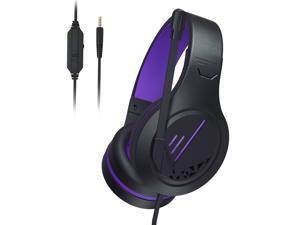 Gaming Headset for Xbox One,PS4 Headset, PC Headphone with Noise Immunity Mic, Friction-Reduction Cable, High Comfort Earmuff-Camo,Over Ear Headphones for PC, PS4, Xbox One Controller Mac Android(purp