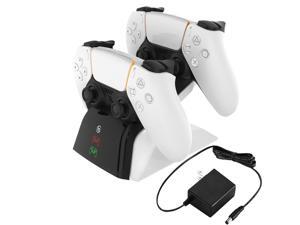 PS5 Controller Charger, Upgraded DualSense Charging Station with AC Adapter & LED Indicator, Fast Dual Charging Dock Stand with Safety Chip Protection for Sony Playstation 5 Controller PS5 Controller Charger, Upgraded DualSense Charging Station with AC Adapter & LED Indicator, Fast Dual Charging Dock Stand with Safety Chip Protection for Sony Playstation 5 Controller