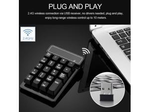 2.4Ghz Wireless Numeric Keypad Mechanical Feel Number Pad Keyboard 19 Keys w/ USB Receiver Water-proof for Laptop Desktop PC Notebook Black 2.4Ghz Wireless Numeric Keypad Mechanical Feel Number Pad Keyboard 19 Keys w/ USB Receiver Water-proof for Laptop Desktop PC Notebook Black