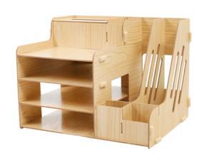 WEI&WEN Wooden Office Desk Organizer Set, Home Office Supply Storage Rack WEI&WEN Wooden Office Desk Organizer Set, Home Office Supply Storage Rack