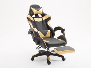 WEI&WEN Gaming Chair, Office Computer Game Chair, Height Adjustment Recliner Swivel Rocker with Headrest and Lumbar Pillow E-Sports Chair (Black/Gold) WEI&WEN Gaming Chair, Office Computer Game Chair, Height Adjustment Recliner Swivel Rocker with Headrest and Lumbar Pillow E-Sports Chair (Black/Gold)