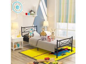 Platform Steel Bed Frame Twin Size Bed Mattress Foundation Support with Headboard and Footboard No Box Spring Need Metal Platform Bed Platform Steel Bed Frame Twin Size Bed Mattress Foundation Support with Headboard and Footboard No Box Spring Need Metal Platform Bed