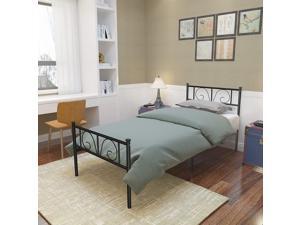 Metal Twin Size Bed Frame with Storage Headboard/Footboard (White) Metal Twin Size Bed Frame with Storage Headboard/Footboard (White)
