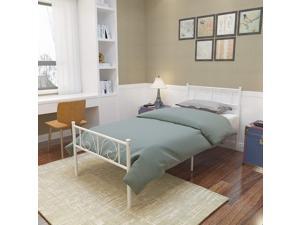 Metal Twin Size Bed Frame with Storage Headboard/Footboard (White) Metal Twin Size Bed Frame with Storage Headboard/Footboard (White)