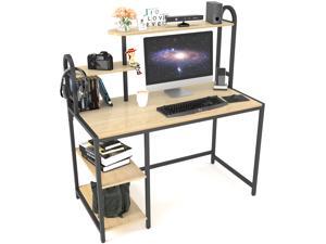 Computer Writing Desk with Bookshelf,Home Office Working Table with 2 Shelves, Sturdy Wooden Desk for Vanity Study Gaming, Easy Assemble Computer Writing Desk with Bookshelf,Home Office Working Table with 2 Shelves, Sturdy Wooden Desk for Vanity Study Gaming, Easy Assemble