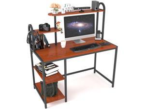 Computer Writing Desk with Bookshelf,Home Office Working Table with 2 Shelves, Sturdy Wooden Desk for Vanity Study Gaming, Easy Assemble Computer Writing Desk with Bookshelf,Home Office Working Table with 2 Shelves, Sturdy Wooden Desk for Vanity Study Gaming, Easy Assemble