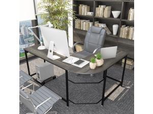 L-Shaped Desk, 66 Inch Corner Gaming Computer Desks for Home Office PC Workstation Table, Wood(Boak) & Metal(Black)