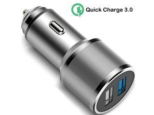 SLGOL USB Car Charger QShop Quick Adapter 30 30W Metal Fast Dual USB Car AdapterPower Drive Speed  iPhone X8 Samsung Galaxy S8Note 8 Huawei P10