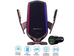 Wireless Car Charger, Infrared Sensor Automatic Clamping Mobile Phone Holder, 10w/7.5w Fast Wireless Charging with Charging Overheat Protection Function