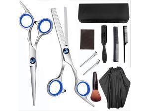 11 PCS Hair Cutting Scissors, Professional Barber Kit Scissors, Trimming Scissors for Hair, Thinning Shears for Home, Barber, Salon, Royal-Blue