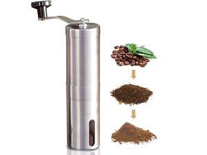 Manual Coffee Grinder with Adjustable Setting - Conical Burr Mill & Brushed Stainless Steel Whole Bean Burr Coffee Grinder for Aeropress, Drip Coffee, Espresso, French Press, Turkish Brew Manual Coffee Grinder with Adjustable Setting - Conical Burr Mill & Brushed Stainless Steel Whole Bean Burr Coffee Grinder for Aeropress, Drip Coffee, Espresso, French Press, Turkish Brew