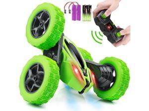 Remote Control Car, Stunt Car Toy, 4WD 2.4Ghz Double Sided 360° Rotating RC Car with Headlights, Kids Xmas Toy Cars for Boys/Girls
