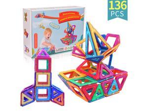 136 pcs Magnetic Blocks, Magnetic Building Blocks Set for Boys/Girls, Magnetic Tiles Educational STEM Toys for Kids/Toddlers