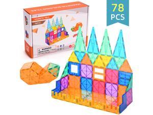 78 pcs Magnetic Blocks, Magnetic Building Blocks Set for Boys/Girls, Magnetic Tiles Educational STEM Toys for Kids/Toddlers