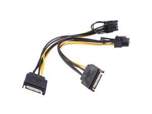 2PCS 15pin SATA Male to 8pin(6+2) PCI-E Power Supply Cable 15-pin to 8 pin cable 2PCS 15pin SATA Male to 8pin(6+2) PCI-E Power Supply Cable 15-pin to 8 pin cable