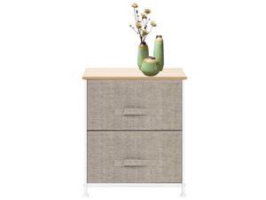 2 Drawers -Night Stand, End Table Storage Tower - Sturdy Steel Frame, Wood Top, Easy Pull Fabric Bins - Organizer Unit For Bedroom, Hallway, Entryway, Closets - Textured Print, Linen / Natural 2 Drawers -Night Stand, End Table Storage Tower - Sturdy Steel Frame, Wood Top, Easy Pull Fabric Bins - Organizer Unit For Bedroom, Hallway, Entryway, Closets - Textured Print, Linen / Natural
