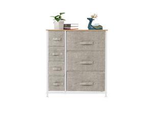 Dresser with 7 Drawers - Furniture Storage Tower Unit for Bedroom, Hallway, Closet, Office Organization - Steel Frame, Wood Top, Easy Pull Fabric Bins, Linen / Natural Dresser with 7 Drawers - Furniture Storage Tower Unit for Bedroom, Hallway, Closet, Office Organization - Steel Frame, Wood Top, Easy Pull Fabric Bins, Linen / Natural