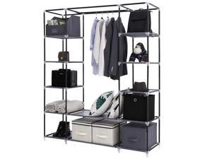 69" Portable Clothes Closet Wardrobe Storage Organizer with Non-Woven Fabric Quick and Easy to Assemble Extra Strong and Durable Gray 69" Portable Clothes Closet Wardrobe Storage Organizer with Non-Woven Fabric Quick and Easy to Assemble Extra Strong and Durable Gray