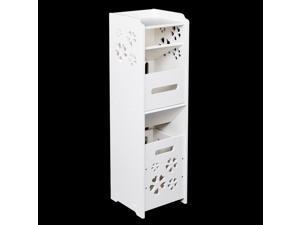 3-tier Bathroom Storage Cabinet with Garbage Can 25*25*80CM White 3-tier Bathroom Storage Cabinet with Garbage Can 25*25*80CM White