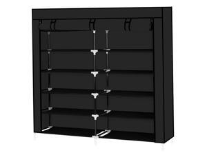 7 Tiers Portable Shoe Rack Closet Fabric Cover Shoe Storage Organizer Cabinet Black 7 Tiers Portable Shoe Rack Closet Fabric Cover Shoe Storage Organizer Cabinet Black