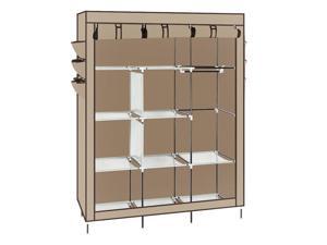 69" High-leg Non-woven Fabric Assembled Cloth Wardrobe Beige 69" High-leg Non-woven Fabric Assembled Cloth Wardrobe Beige