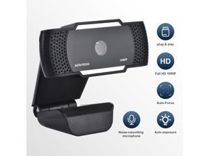 Full HD Webcam 1080P with Microphone Auto-Focus HD Camera Webcam for Video Chat and Recording Skype, Zoom, Compatible with PC/Mac/Laptop/MacBook
