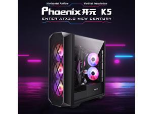 Segotep Phoenix K5 Gaming Case Horizontal Airflow ATX/M-ATX/ITX Tempered Glass Side Panel Vertical Installation Segotep Phoenix K5 Gaming Case Horizontal Airflow ATX/M-ATX/ITX Tempered Glass Side Panel Vertical Installation
