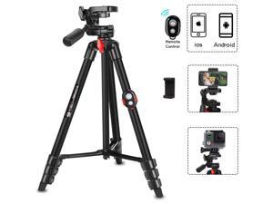 Zomei T70 black and red portable tripod with mobile phone clip and Bluetooth remote control