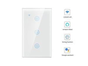 Ds-121-3 intelligent wall switch - vertical white 3-key touch screen key,work with Alexa Google Home and IFTTT 3 Gang
