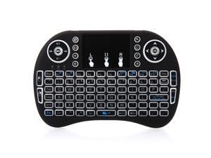AOSTIRMOTOR Mini Wireless Keyboard with Special Three Colors LED Backlight, Mini Keyboard with Built-in Touchpad, for Windows 2000/Windows XP/Windows Vista,WindowsCE,Windows 7/Linux,black