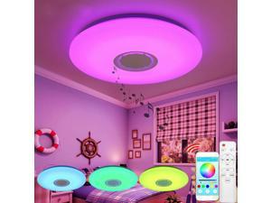LED Ceiling Light Music RGB bluetooth Speaker Lamp Dimmable W/Smart Remote(16.14*16.14*5.51inch)