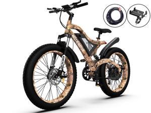 AOSTIRMOTOR S18-1500W Electric Bike with 1500W Motor, 26" * 4" Fat Tire, 48V 15AH Removable Lithium Battery, Shimano 7-Speed, Suspension Fork, Up To 30MPH