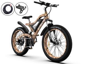 AOSTIRMOTOR S18-1500W Electric Bicycle with 1500W Motor, 26" * 4" Fat Tire, 48V 15AH Removable Lithium Battery, Shimano 7-Speed, Suspension Fork, Up To 30MPH