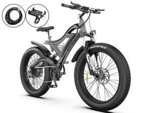 AOSTIRMOTOR S18 Electric Mountain Bicycle with 750W Brushless Motor, 26" * 4" Fat Tire, 48V 15AH Removable Battery, Shimano 7 Speed, 3 Riding Modes, LCD Display