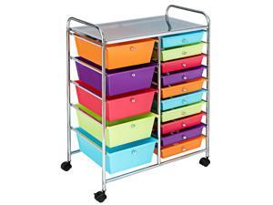 15-Drawer Utility Rolling Organizer Cart Multi-Use Storage-Deep Multicolor 15-Drawer Utility Rolling Organizer Cart Multi-Use Storage-Deep Multicolor