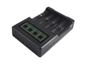 18650 Battery Charger USB Smart LCD 26650 16340 Charger Four-Slot 3.7V Lithium Battery Charger,Black