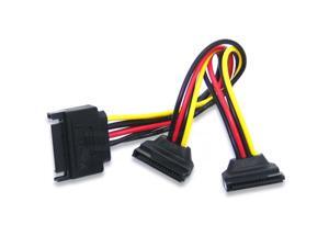 SATA Right Angle 1 to 2 ways 15Pin Sata Power Supply Extension Cable Male to dual Female SATA SSD Power Port Multiplier,0.2m SATA Right Angle 1 to 2 ways 15Pin Sata Power Supply Extension Cable Male to dual Female SATA SSD Power Port Multiplier,0.2m